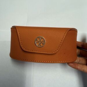 Tory Burch Sunglasses Glasses Semi-hard Case Orange Saffiano Leather Magnet Snap